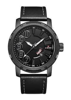 Mens Leather Luxury Day Date Quartz Sport Watch